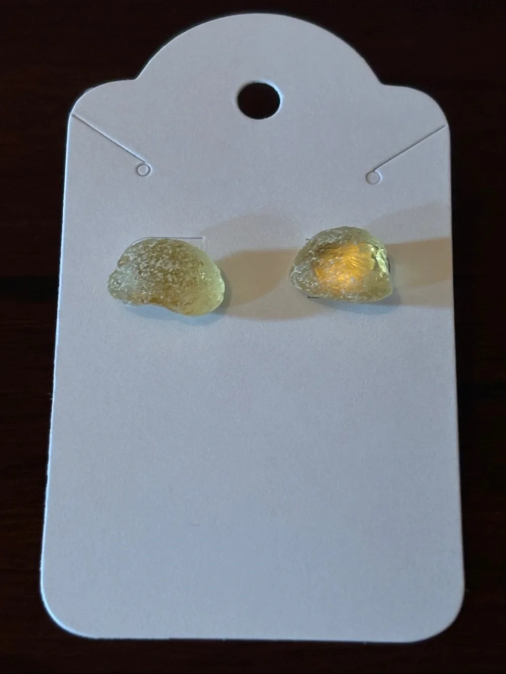 Yellow Sea Glass Stud Earrings - Picture 5 of 5